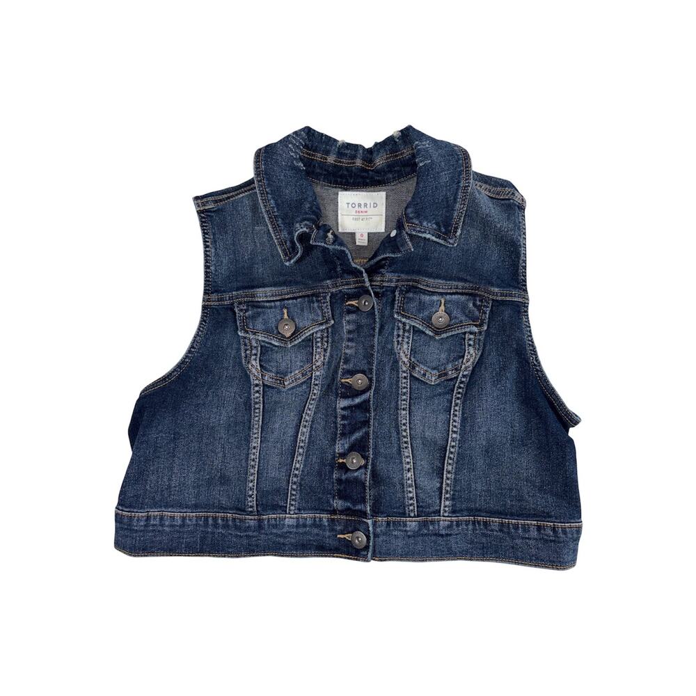 Torrid Denim Crop Vest Ladies L
